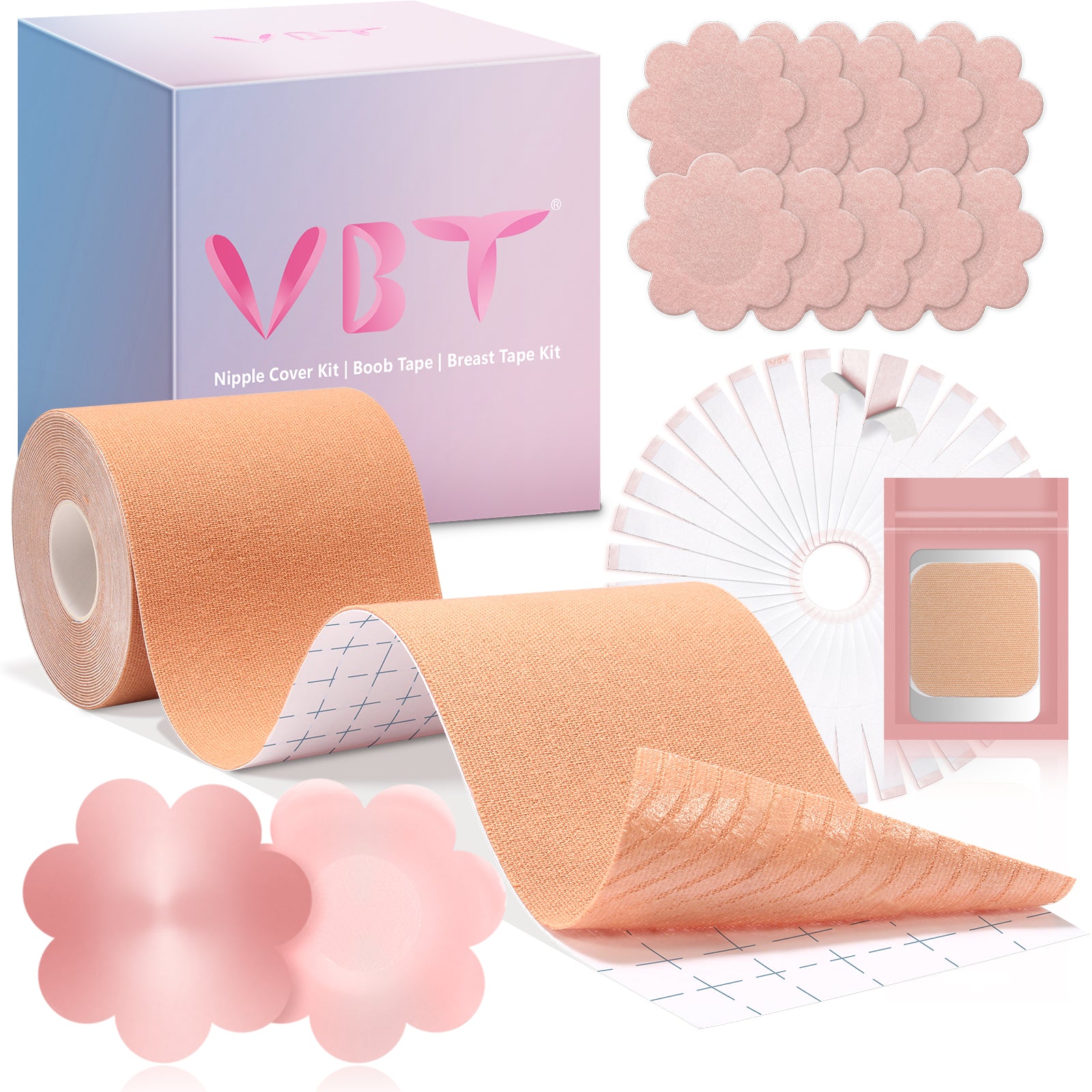 VBT Boob Tape, Replace Your Bra-Instant Breast Tape, Suitable for A-G, –  VBT BOOB TAPE