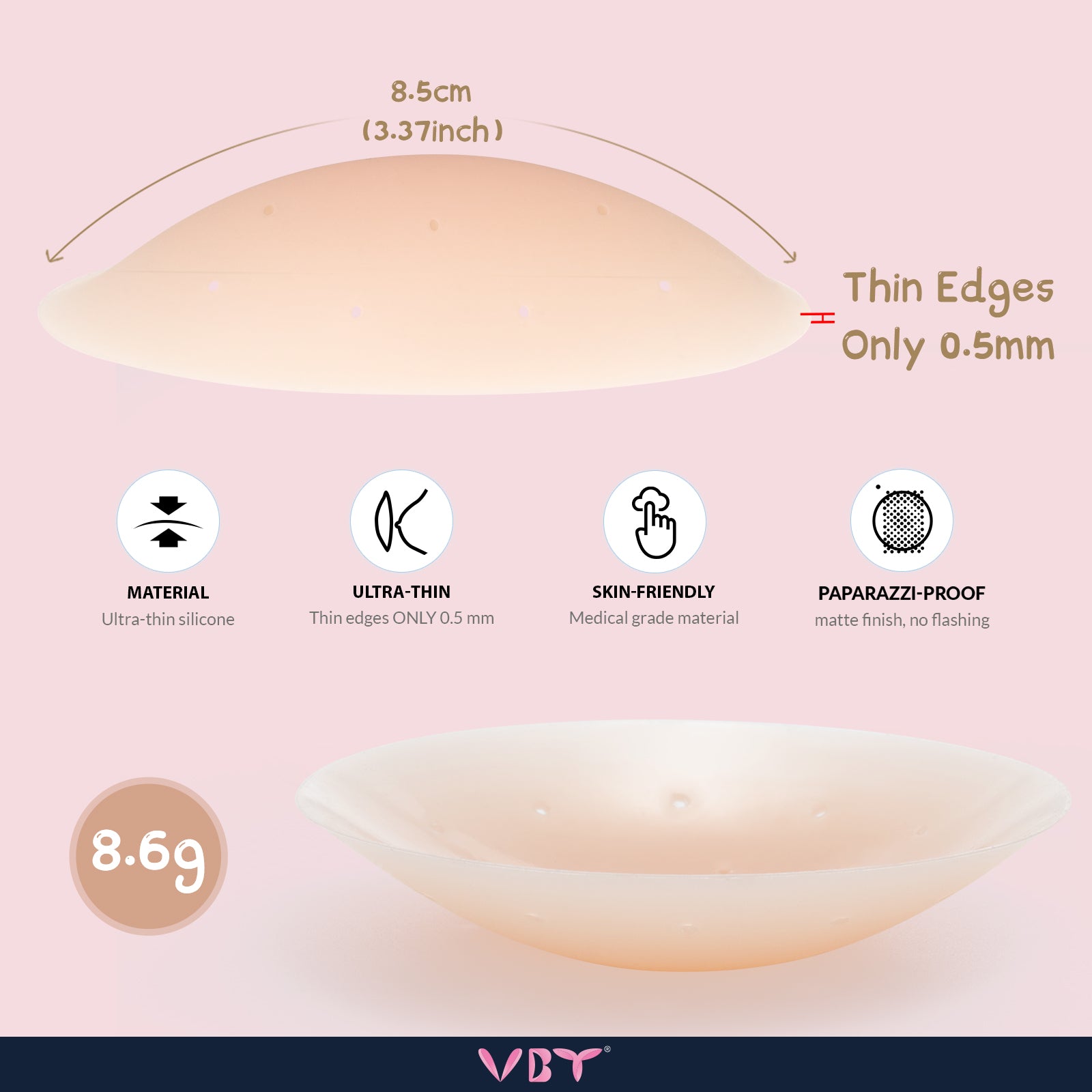 VBT Portable Kit-Washable Nipple Covers, 5 Satin Flower Breast Covers, 1 Silicone Pasties, 24 Pcs Clothing Tape, 5 Protective Nipple Stickers, A-G Cup, Color Champagne