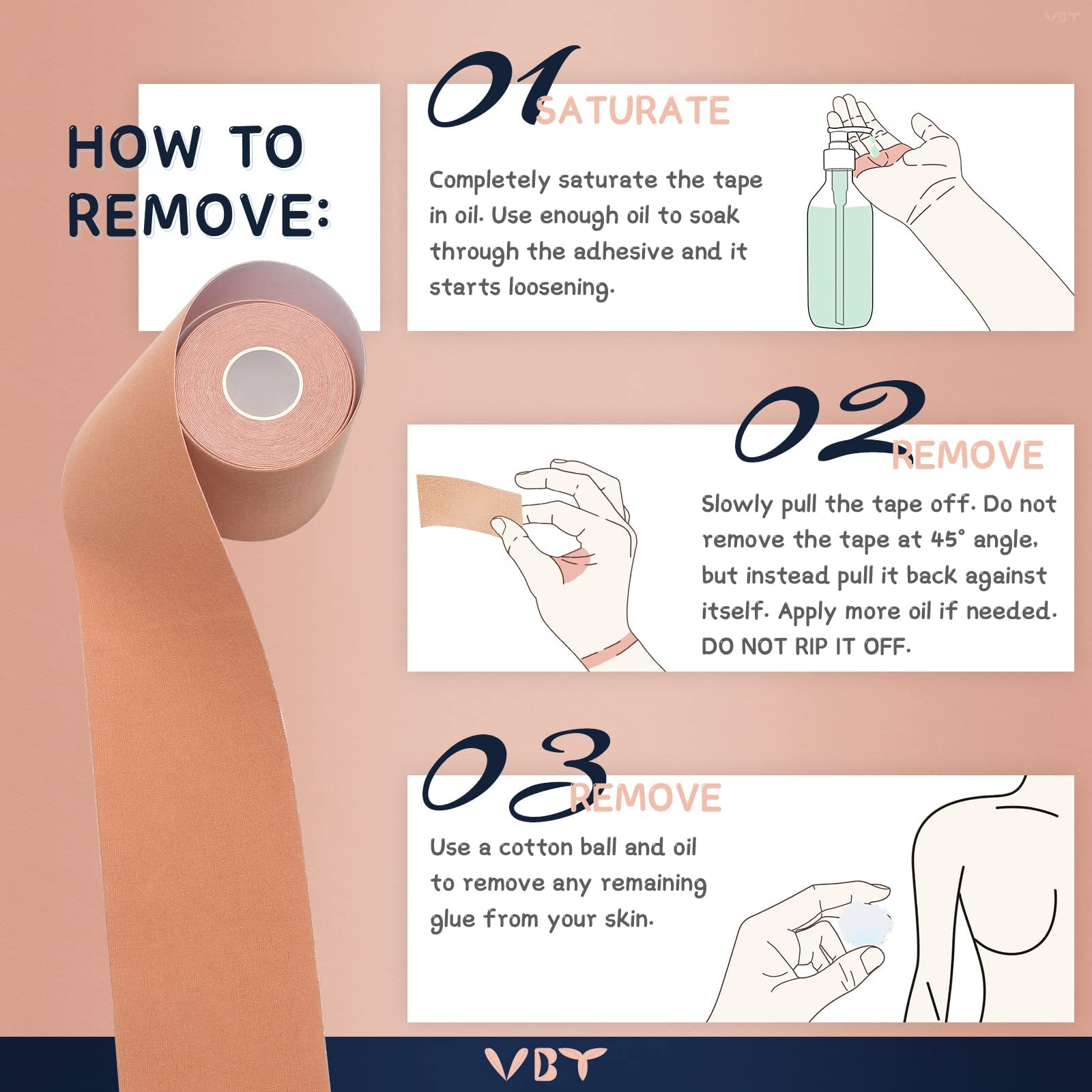 VBT Boob Tape Kit for A-G-1 Breast Lift Tape, 5 Pairs of Breast Petals, 1 Pair of Nipple Stickers, 36 PCS Double Sided Clothing Tape, Standard