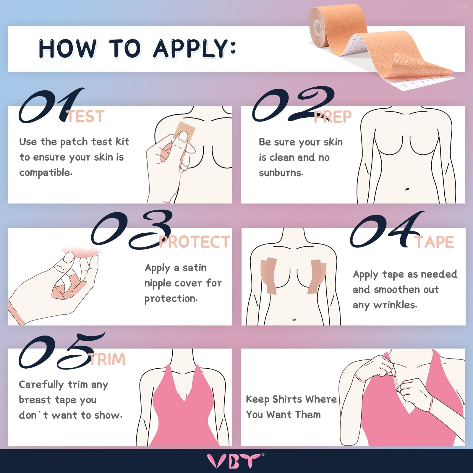 VBT Beige Super Kit-1 Breast Lift Tape, 10 Pairs of Bra Petals, 1 Pair of Nipple Covers, 36 PCS Double Sided Clothing Tape, A-G Cup, Standard